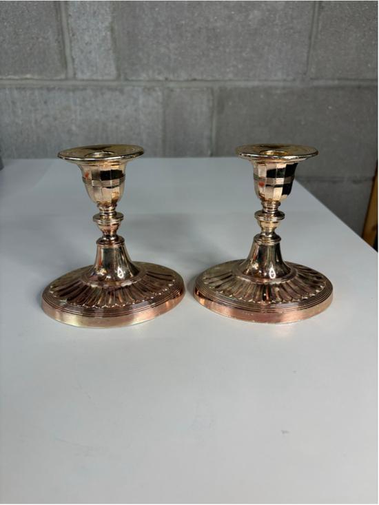 Other - Vintage Pair Of Newport Gorham Japan Silverplate Candlesticks Oval Base